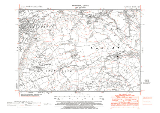 Prestatyn (east), Llanasa, old map Flintshire 1949: 2SW