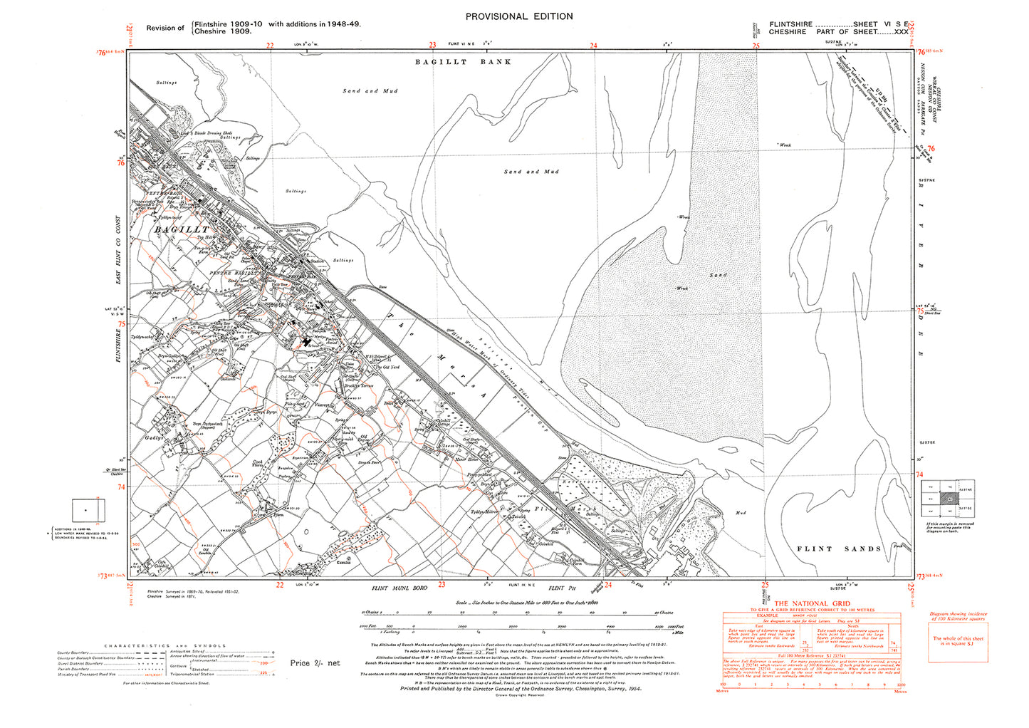 Bagillt, old map Flintshire 1949: 6SE