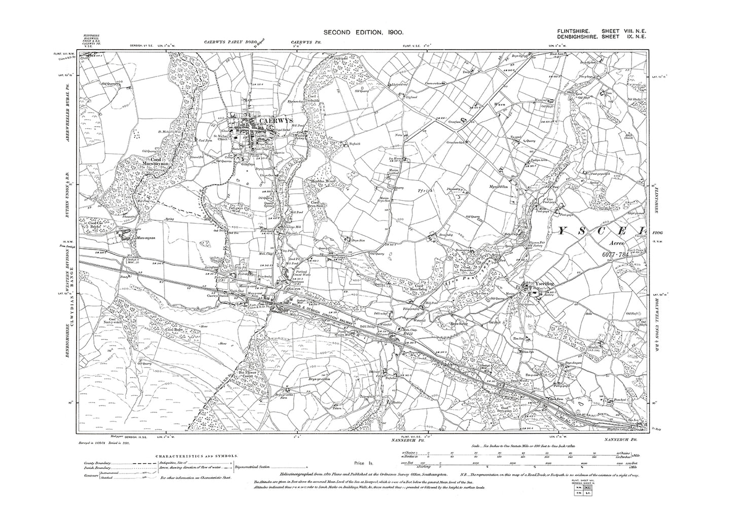 Caerwys, Ysceifiog, Afon-wen, old map Flintshire 1948: 8NE