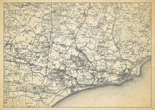 Folkestone in 1898, showing the town and the surrounding area