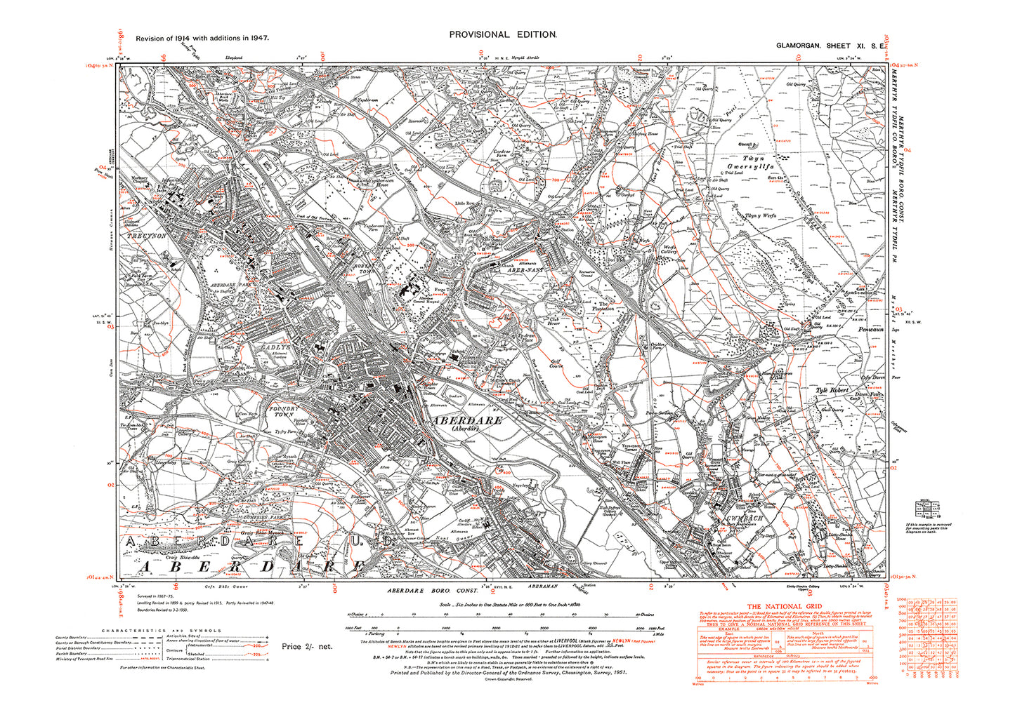 Aberdare, old map Glamorgan 1948: 11SE