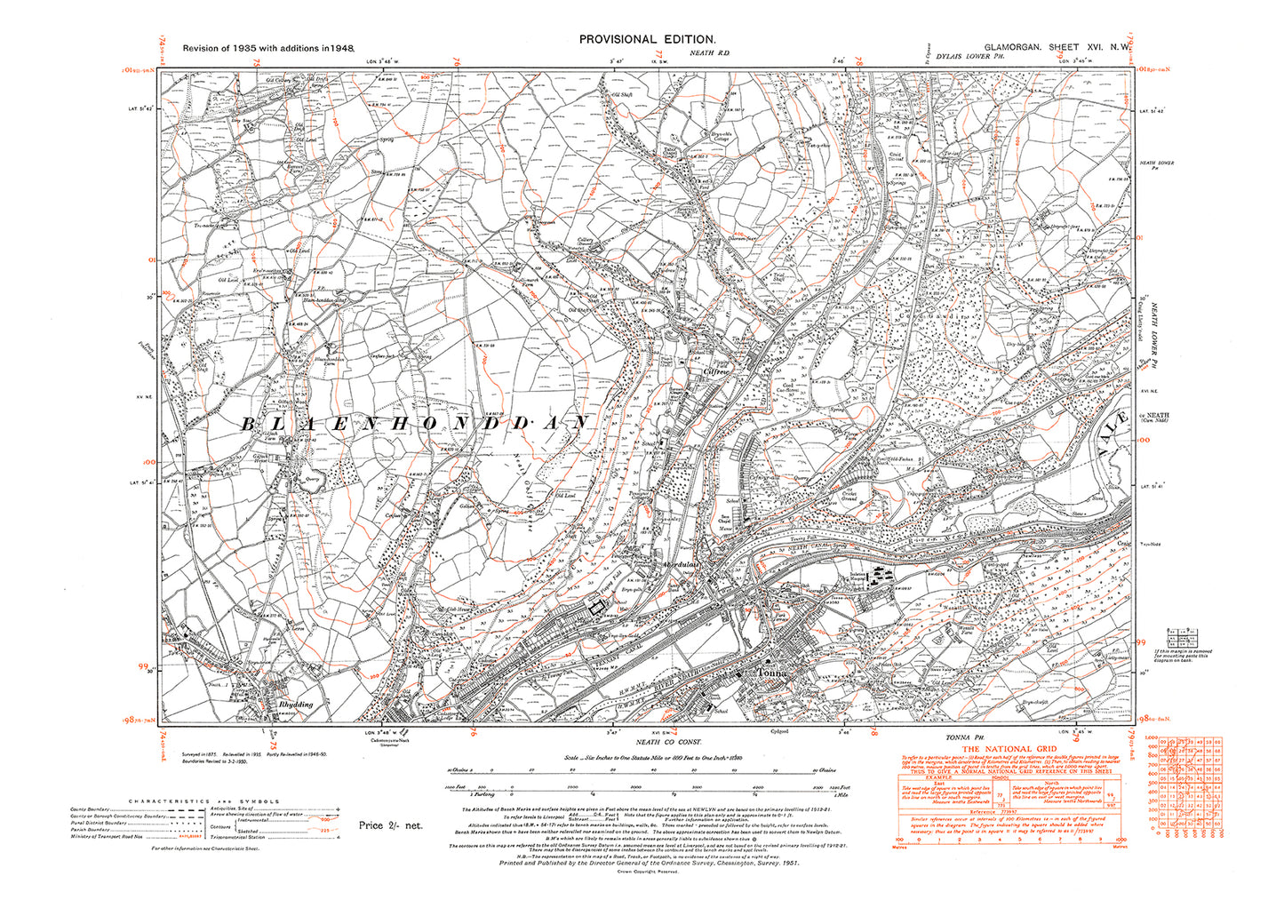 Tonna, old map Glamorgan 1948: 16NW