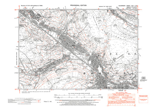 Treorky, Pentre, Ystrad-Rhondda, Cwm-parc, old map Glamorgan 1948: 18SW
