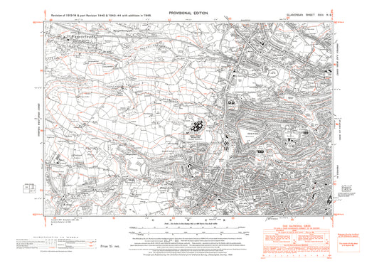 Swansea (northwest), Waunarlwydd, old map Glamorgan 1948: 23NE