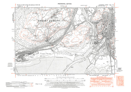 Briton Ferry, Crymlyn Burrows, old map Glamorgan 1948: 24NE