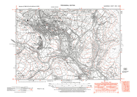 Maesteg, old map Glamorgan 1947: 26SW