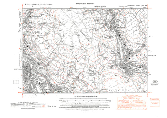Pontypridd (east), Senghenydd, Abertrtdwr, old map Glamorgan 1948: 28SE