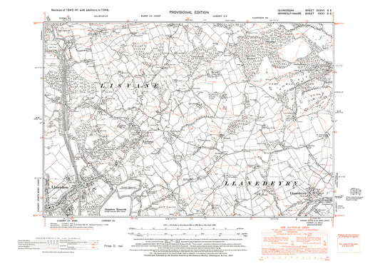 Llanishen, Llanedeyrn, Lisvane, old map Glamorgan 1948: 37SE