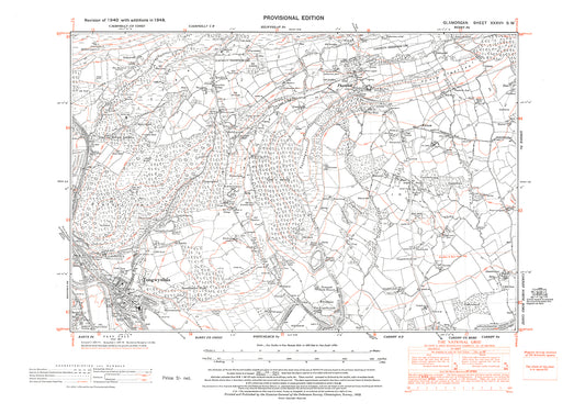 Tongwynlais, Thornhill, old map Glamorgan 1948: 37SW