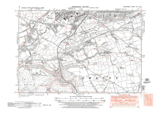 Bridgend south, Ewenny, Corntown, old map Glamorgan 1948: 40SE-NW