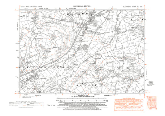 Pencoed, Coychurch, Felindre, old map Glamorgan 1948: 41NW