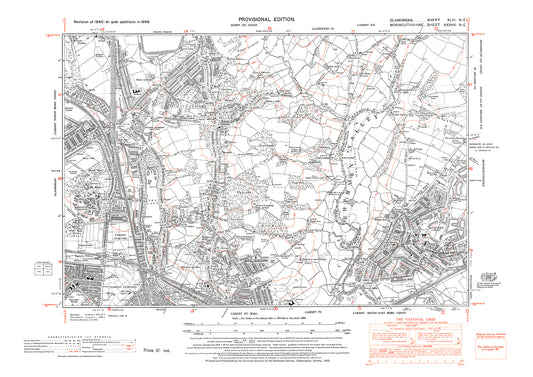 Cardiff (northeast), old map Glamorgan 1948: 43NE