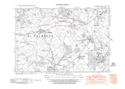St Nicholas, Wenvoe, old map Glamorgan 1947: 46NE