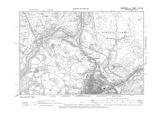 Merthyr Tydfil north, old map Glamorgan 1901: 6SW