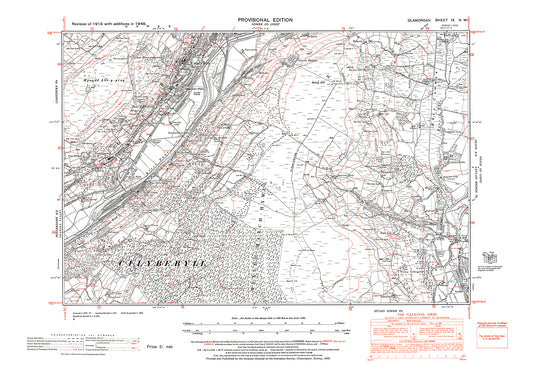 Ystalyfera, Crynant west, old map Glamorgan 1948: 9NW