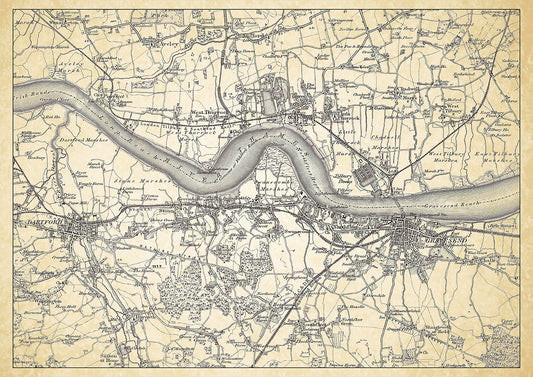 Gravesend in 1898, showing the town and the surrounding area