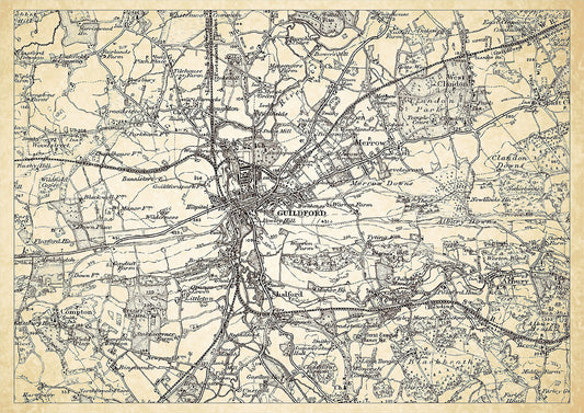 Guildford in 1898, showing the town and the surrounding area