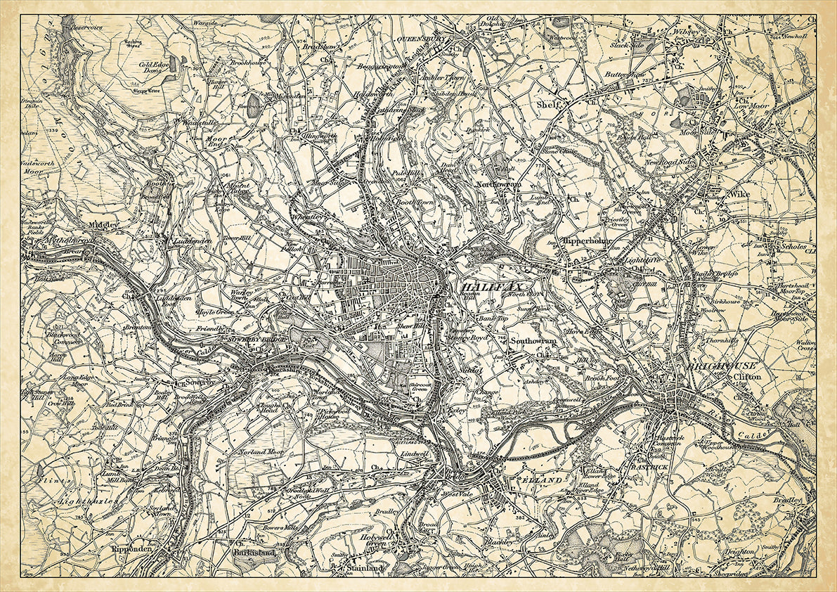 Halifax in 1898, showing the town and the surrounding area