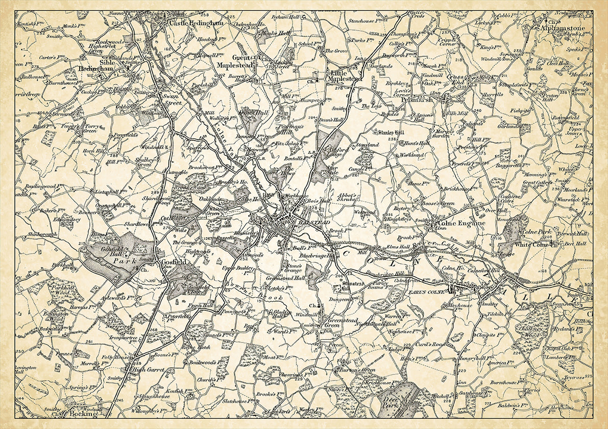 Halstead in 1898, showing the town and the surrounding area