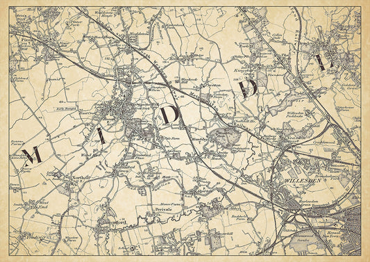 Harrow on the Hill in 1898, showing the town and the surrounding area