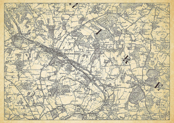 High Wycombe In 1898 Showing The Town And The Surrounding Area Old high-wycombe-in-1898-showing-the-town-and-the-surrounding-area-old
