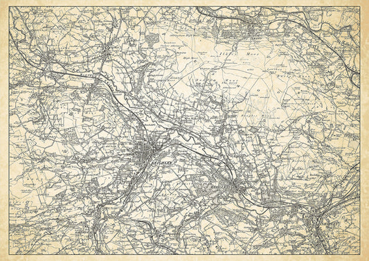 Keighley in 1898, showing the town and the surrounding area