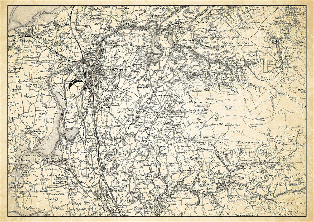 Lancaster in 1898, showing the town and the surrounding area