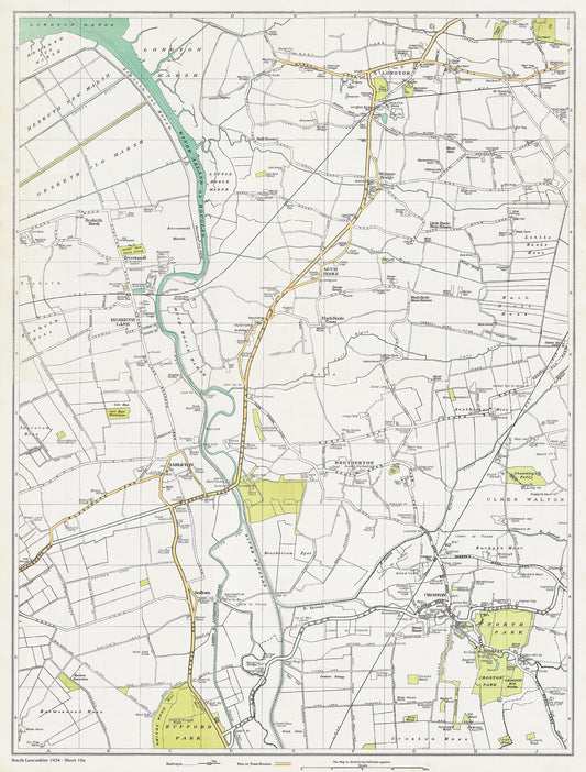 Lancashire (south) 1934 Series - Hesketh Lane, Much Hoole, Tarleton, Longton, Bretherton, Sollom, Croston area - sheet 10a