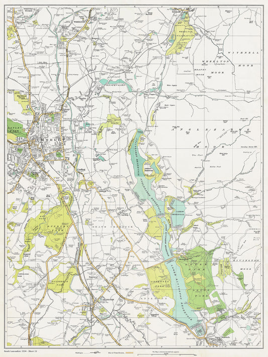 Lancashire (south) 1934 Series - Chorley, Wheelton, Adlington, Rivington, Upper Horwich area - sheet 12