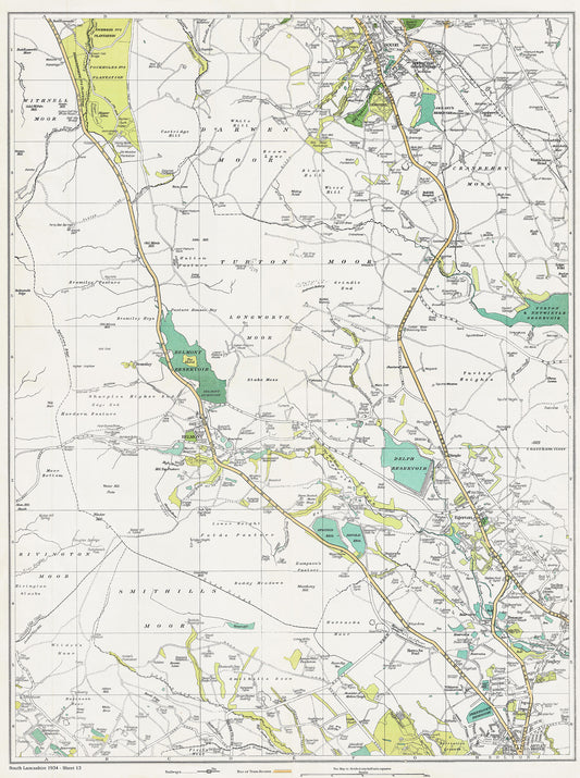 Lancashire (south) 1934 Series - Darwen (south), Sough, Egerton, Belmont, Bolton (north) area - sheet 13