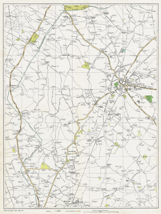 Lancashire (south) 1934 Series - Ormskirk, Halsall, Downholland Cross, Aughton, Lydiate, Town Green, Aughton Park area - sheet 18