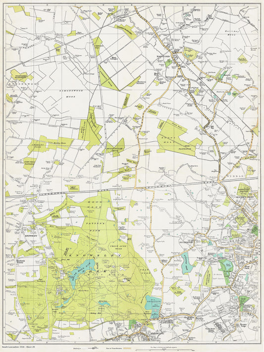 Lancashire (south) 1934 Series - Simonswood, RainfordWindle, Denton's Green, Knowsley, St Helen's (west) area - sheet 29