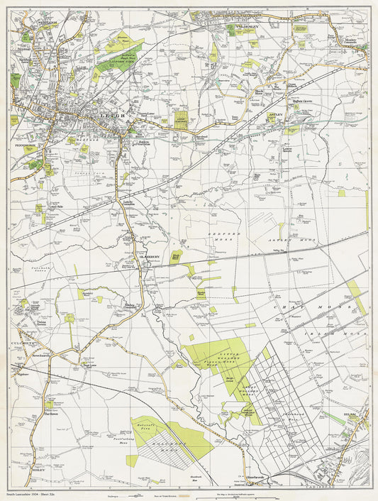 Lancashire (south) 1934 Series - Leigh (east), Tyldesley (south), Astley, Glazebury, Cadishead (north) area - sheet 32a