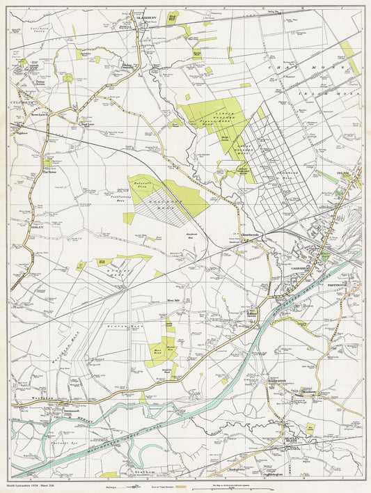 Lancashire (south) 1934 Series - Glazebury, Cadishead, Risley, Warburton, Heatley Heath area - sheet 32b