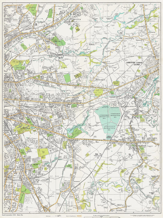 Lancashire (south) 1934 Series - Manchester (northeast), Ashton-under-Lyne (west) area - sheet 35a