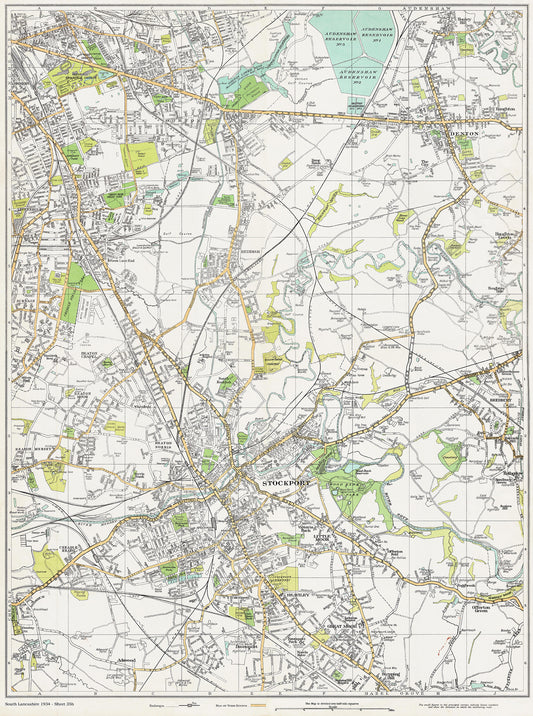 Lancashire (south) 1934 Series - Manchester (southeast), Stockport area - sheet 35b