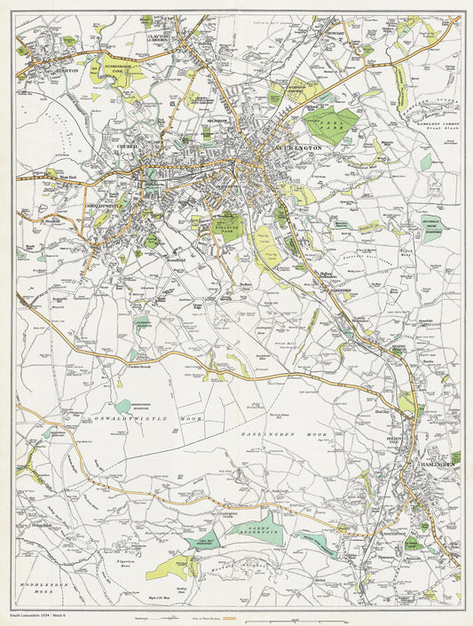 Lancashire (south) 1934 Series - Accrington, Huncoat, Clayton-le-Moors, Rishton, Oswaldtwistle, Church, Haslingden area - sheet 6