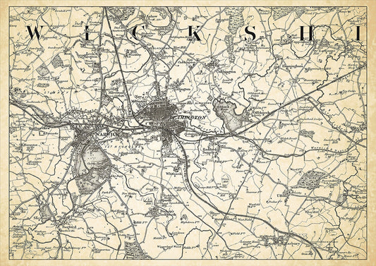 Leamington in 1898, showing the town and the surrounding area