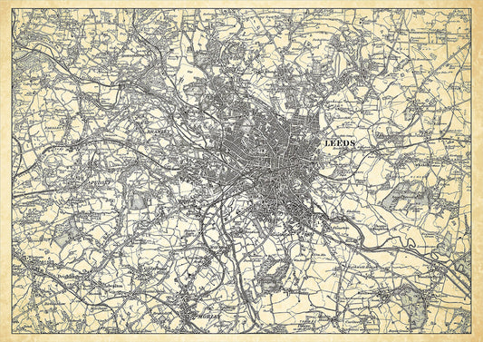 Leeds in 1898, showing the town and the surrounding area