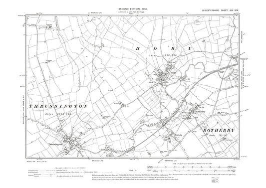 Hoby, Rotherby, Thrussington - Leicestershire in 1904 : 19SW