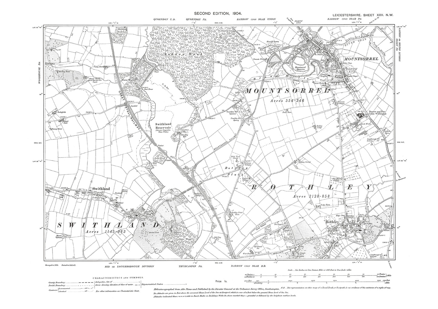 Mountsorrel, Rothley, Swithland - Leicestershire in 1904 : 25NW