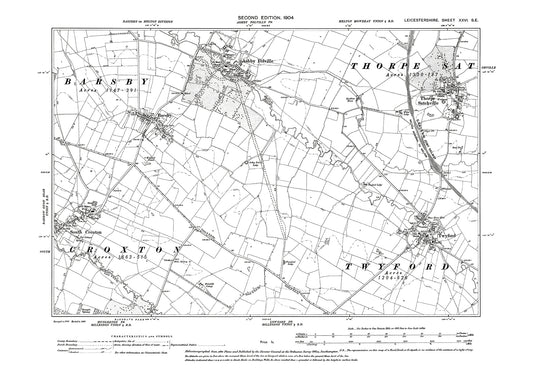 Ashby Folville, Thorpe Satchville, Twyford, South Croxton (east) - Leicestershire in 1904 : 26SE