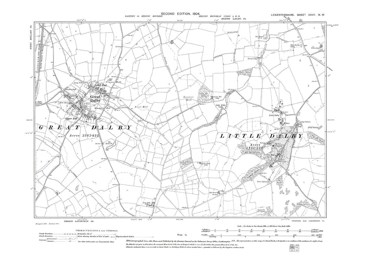 Great Dalby, Little Dalby - Leicestershire in 1904 : 27NW