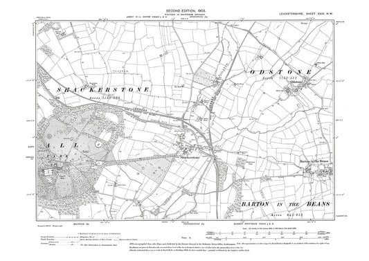 Odstone, Shackerstone, Barton in the Beans (west) - Leicestershire in 1903 : 29NW