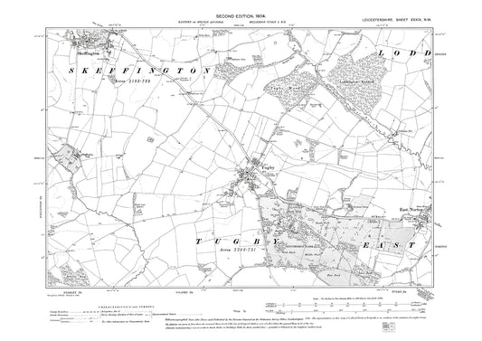 Tugby, Skeffington, East Norton (west) - Leicestershire in 1904 : 39NW
