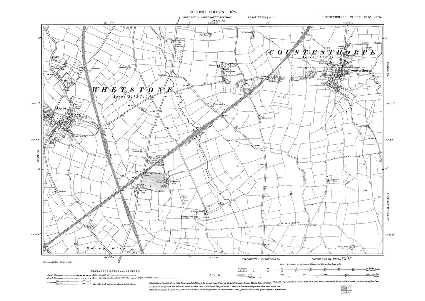 Countesthorpe, Cosby - Leicestershire in 1904 : 44NW