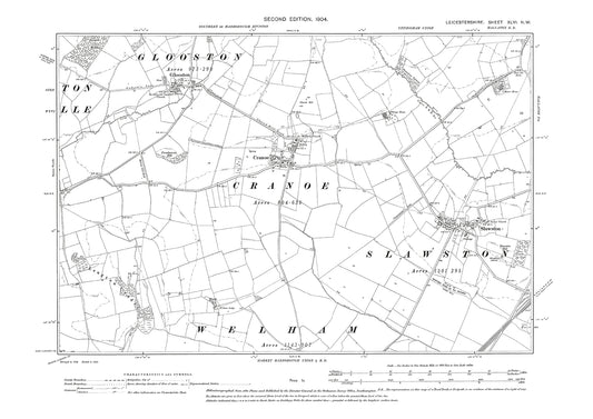 Cranoe, Glooston, Slawston - Leicestershire in 1904 : 46NW