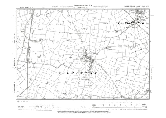Gilmorton, Peatling Parva (south) - Leicestershire in 1904 : 49NW