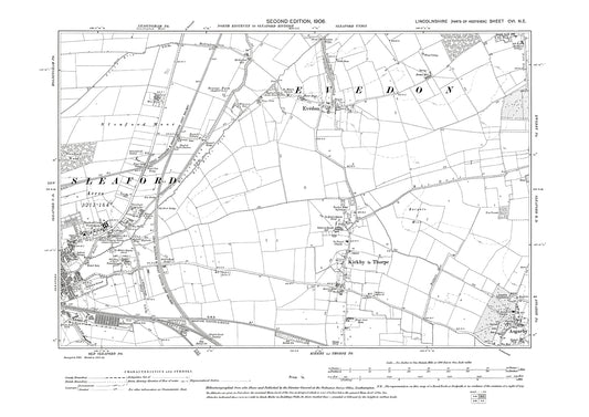 Sleaford (east), Evedon, Kirkby la Thorpe, Asgarby (west), Lincolnshire in 1906 : 106NE