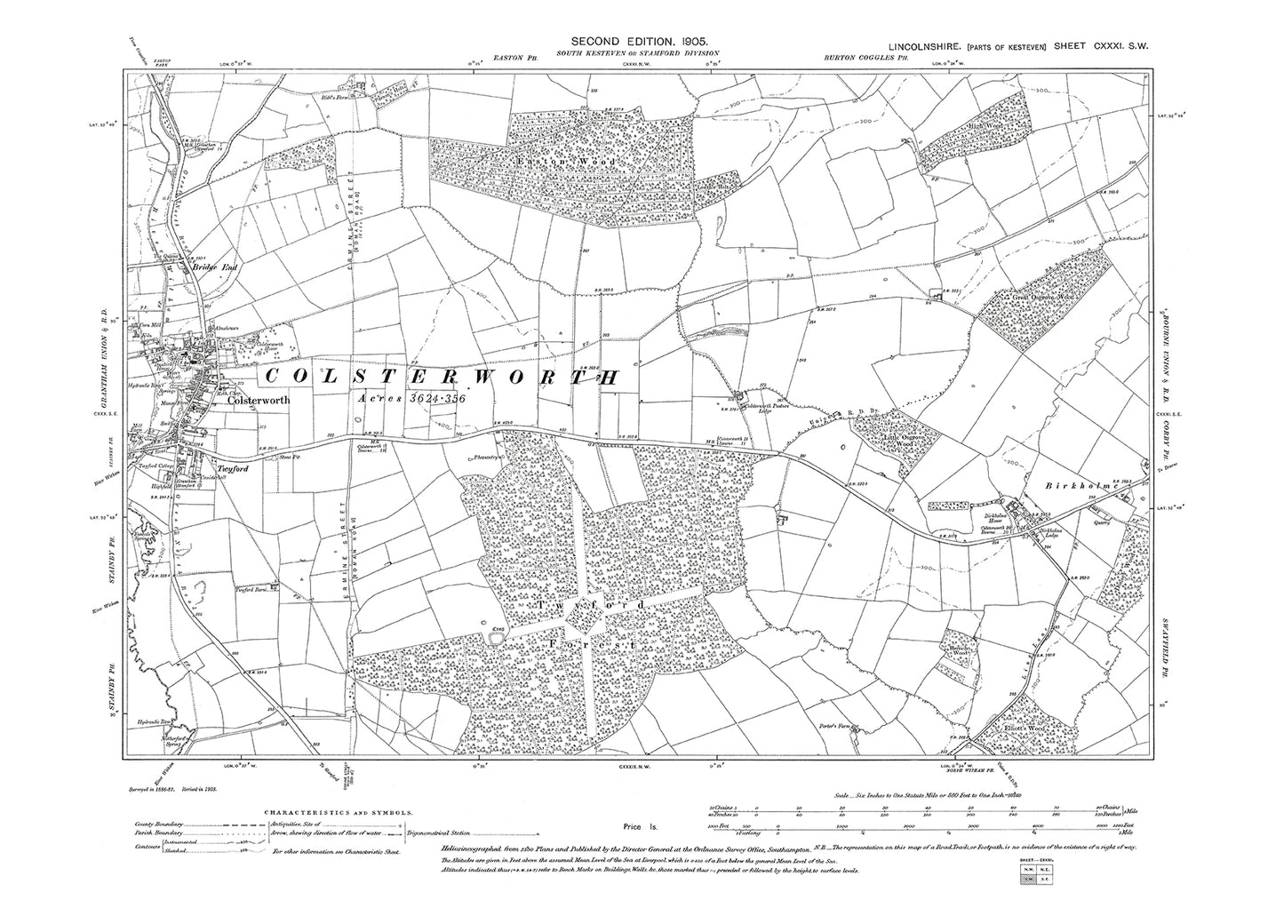 Colsterworth, Lincolnshire in 1905 : 131SW